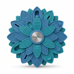 Bark N' Bites Flower Puzzle Lick Mat - Blue Interactive Slow Feeder & Calming Treat Dispenser
